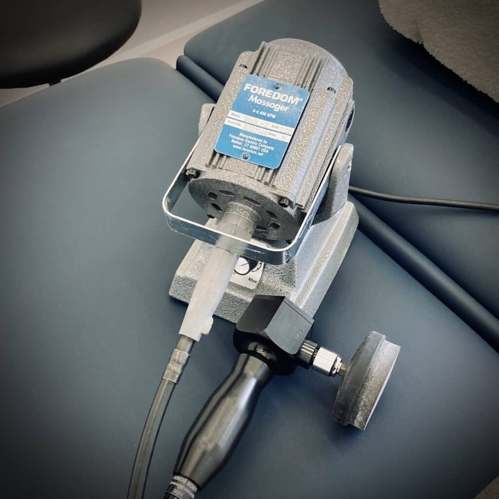The Foredom percussor is the cornerstone of Fulford Percussor treatment developed by Dr Robert Fulford DO. Used at Unity Osteopathy in Parnell Auckland for gentle myofascial release.